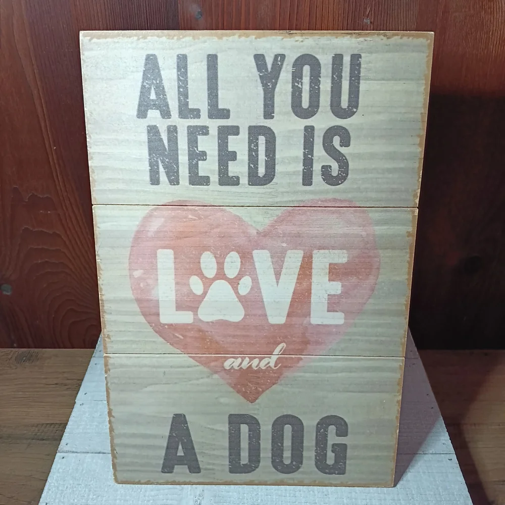 Fetco 'All You Need Is Love And A Dog' Red and Brown Decorative Accents Sign